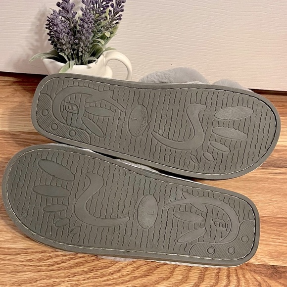 JOINFREE Women's Fluffy Slippers Plush Faux Fur Spa Sandal Shoes Gray size Large - Picture 9 of 11
